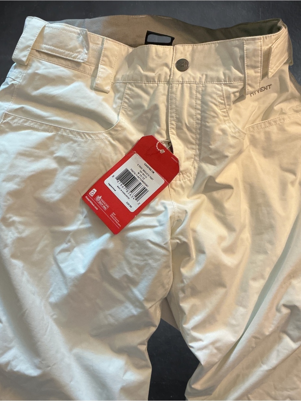 The North Face White Insulated Youth Pants with Red Tag